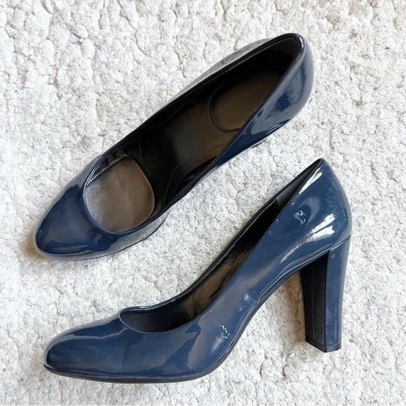 Calvin Klein NAVY High Gloss “Olive” Heels Patent Leather Pumps 10M - Picture 1 of 13